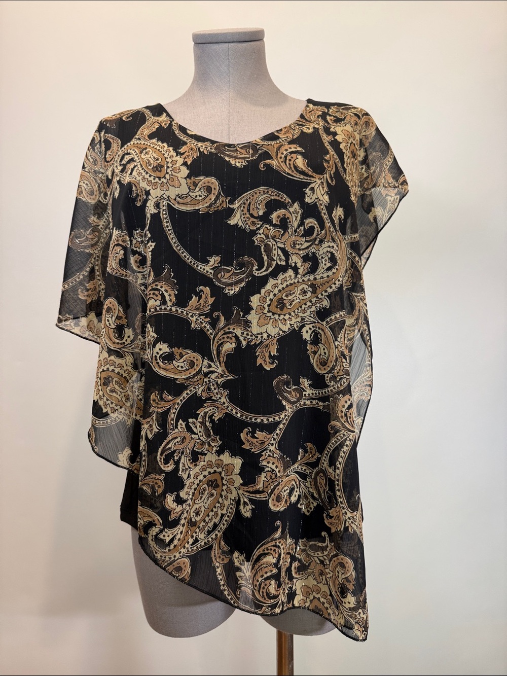 Vamp Asymmetrical Paisley Chiffon Blouse | Size Small